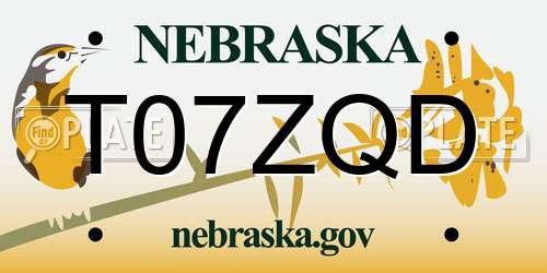 T07ZQD Nebraska License Plate