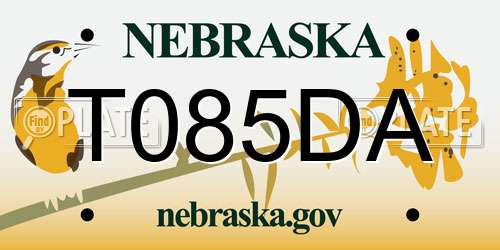 T085DA Nebraska License Plate
