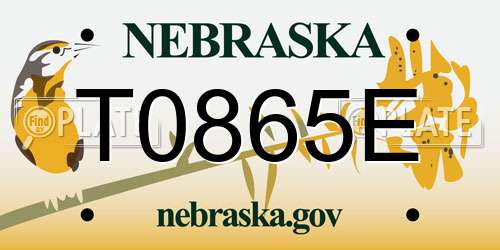 T0865E Nebraska License Plate