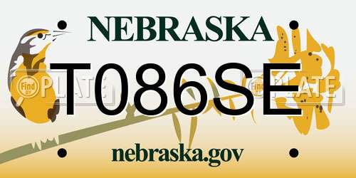 T086SE Nebraska License Plate
