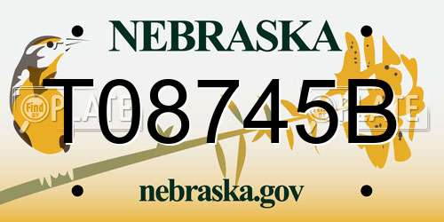 T08745B Nebraska License Plate