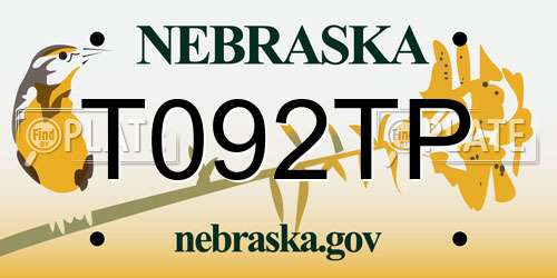 T092TP Nebraska License Plate