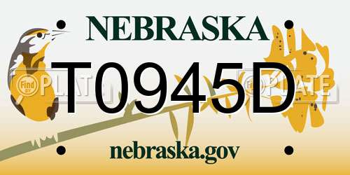 T0945D Nebraska License Plate