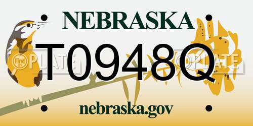 T0948Q Nebraska License Plate