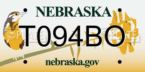 T094BO Nebraska License Plate