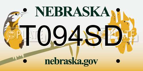 T094SD Nebraska License Plate