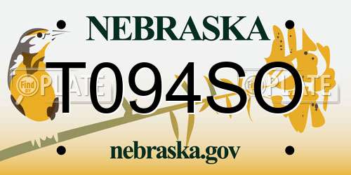 T094SO Nebraska License Plate