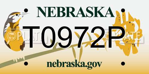 T0972P Nebraska License Plate
