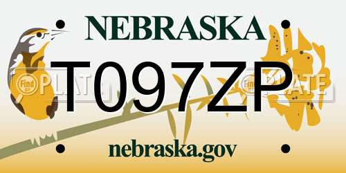 T097ZP Nebraska License Plate
