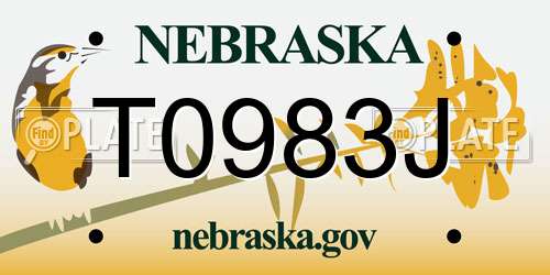 T0983J Nebraska License Plate