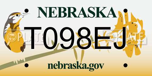 T098EJ Nebraska License Plate