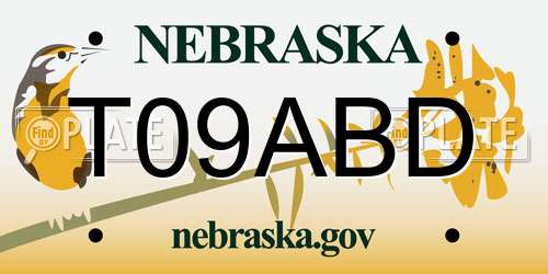 T09ABD Nebraska License Plate