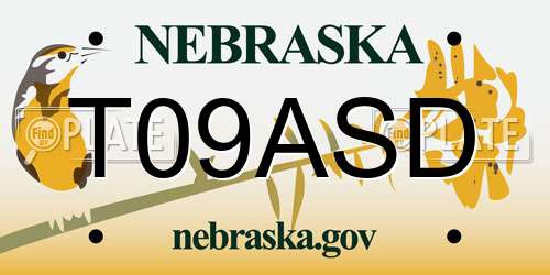 T09ASD Nebraska License Plate