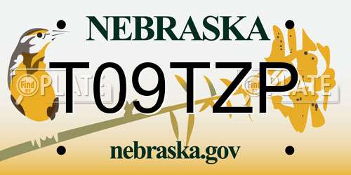T09TZP Nebraska License Plate