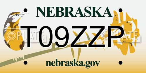T09ZZP Nebraska License Plate