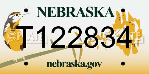T122834 Nebraska License Plate