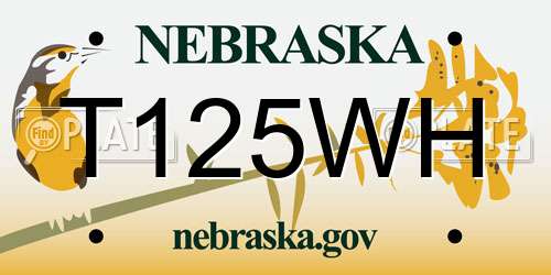 T125WH Nebraska License Plate