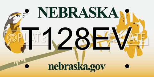 T128EV Nebraska License Plate