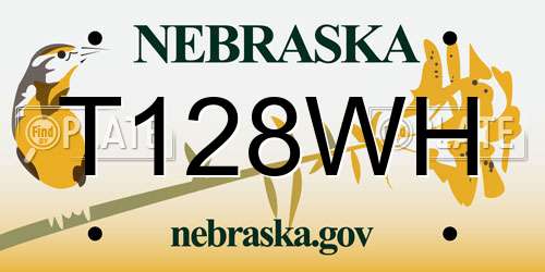 T128WH Nebraska License Plate