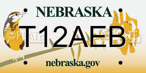T12AEB Nebraska License Plate