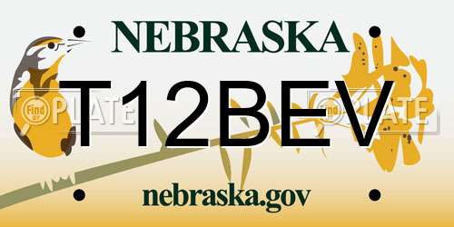 T12BEV Nebraska License Plate
