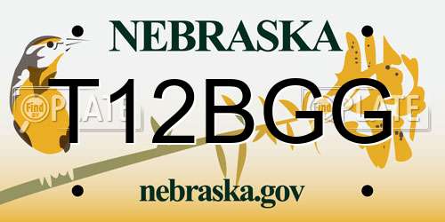 T12BGG Nebraska License Plate