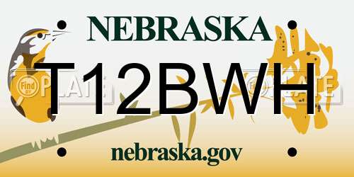 T12BWH Nebraska License Plate