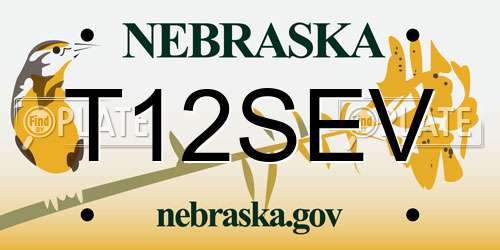 T12SEV Nebraska License Plate