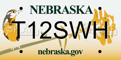 T12SWH Nebraska License Plate