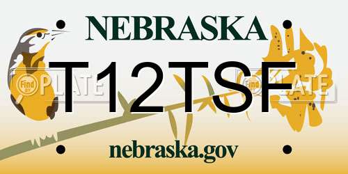T12TSF Nebraska License Plate
