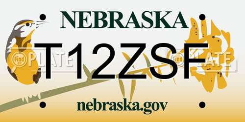 T12ZSF Nebraska License Plate