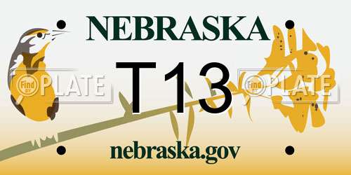 T13 Nebraska License Plate