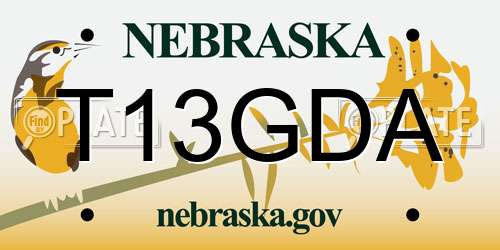 T13GDA Nebraska License Plate