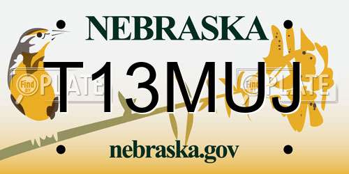 T13MUJ Nebraska License Plate