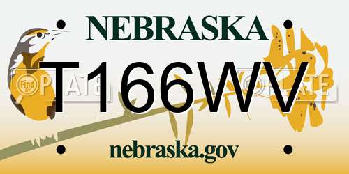 T166WV Nebraska License Plate