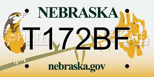 T172BF Nebraska License Plate