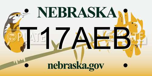 T17AEB Nebraska License Plate
