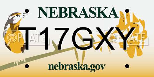 T17GXY Nebraska License Plate