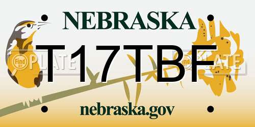 T17TBF Nebraska License Plate