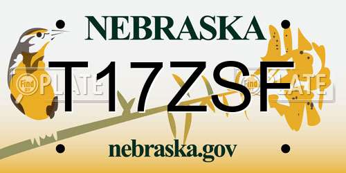 T17ZSF Nebraska License Plate