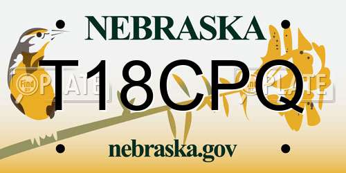 T18CPQ Nebraska License Plate