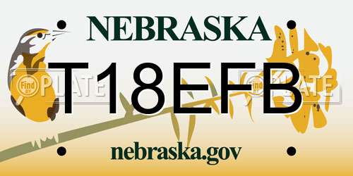T18EFB Nebraska License Plate