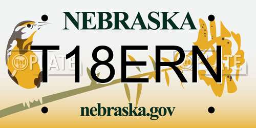 T18ERN Nebraska License Plate