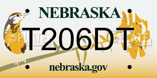 T206DT Nebraska License Plate