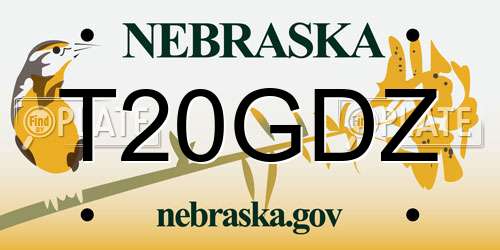 T20GDZ Nebraska License Plate