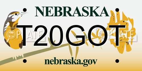 T20GOT Nebraska License Plate