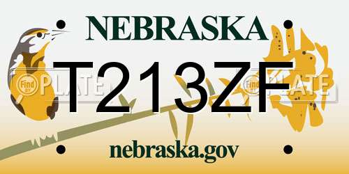 T213ZF Nebraska License Plate