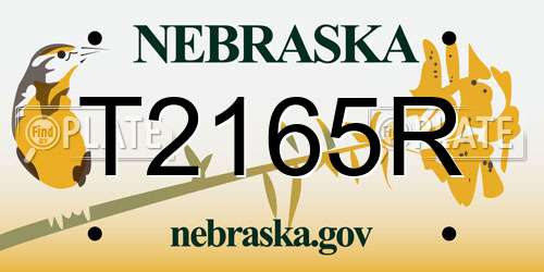 T2165R Nebraska License Plate