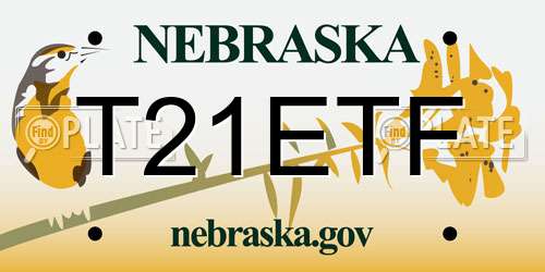 T21ETF Nebraska License Plate