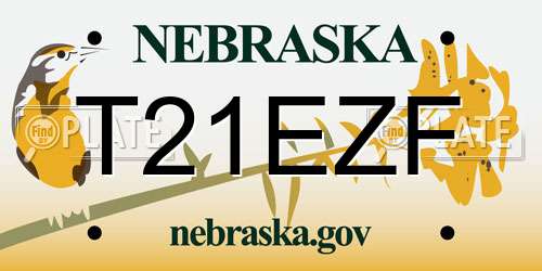 T21EZF Nebraska License Plate